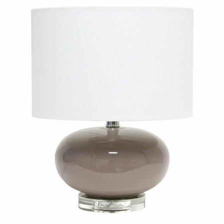STAR BRITE Lalia Home 15.25in. Modern Ovaloid Glass Bedside Table Lamp with White Fabric Shade, Gray ST2750873